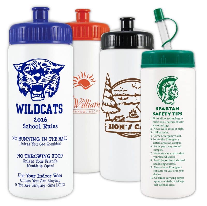 Custom 16 Oz. White Sports Bottle