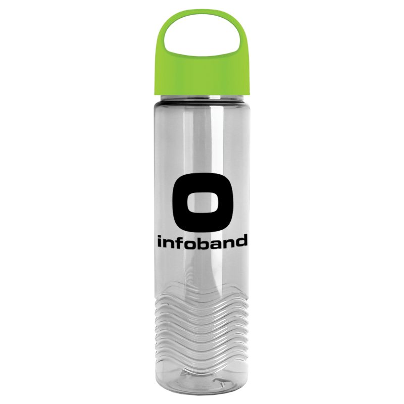 Custom 24 Oz. Transparent Wave Bottle w/Oval Crest Lid - 7