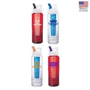 Custom 26 oz. PET Bottle with Flip Spout & Ice Stick