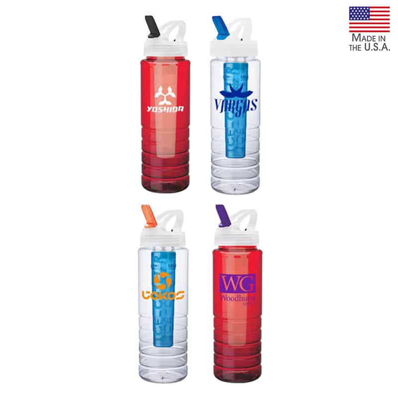 Custom 26 oz. PET Bottle with Flip Spout & Ice Stick