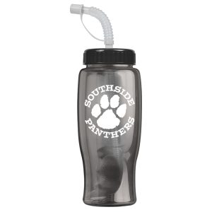 Custom 27 Oz. Poly Pure Transparent Sports Bottle w/Straw Lid