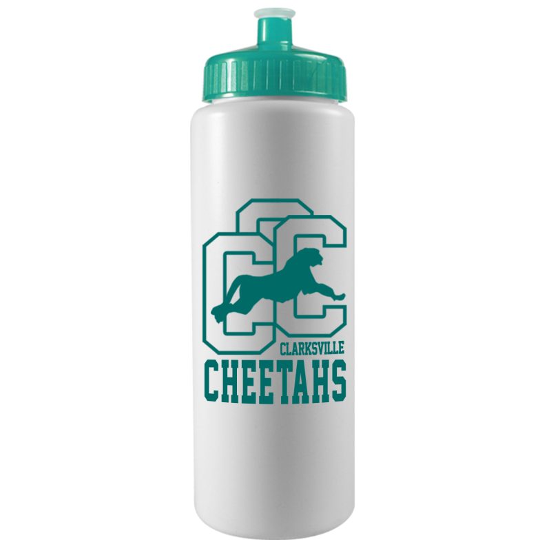 Custom 32 Oz. Sports Quart Bottle w/Push Pull Cap (White Or Frost) - 8