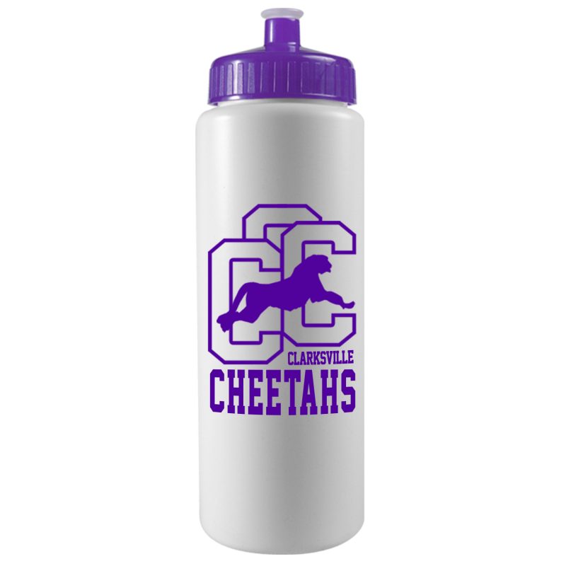 Custom 32 Oz. Sports Quart Bottle w/Push Pull Cap (White Or Frost) - 9