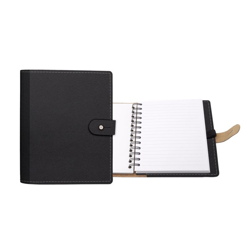Custom 5" x 7" Madison Avenue Leather Spiral Slip-in Refillable Journal Notebook - 2