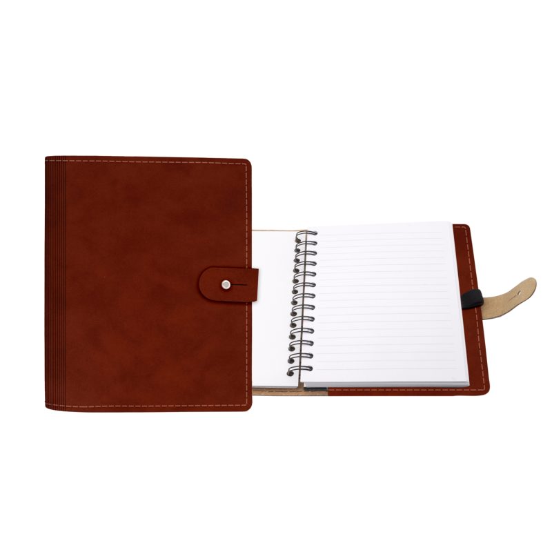 Custom 5" x 7" Madison Avenue Leather Spiral Slip-in Refillable Journal Notebook - 4