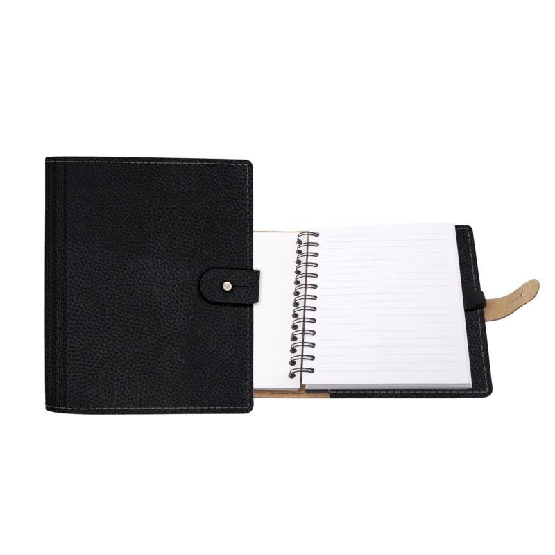 Custom 5" x 7" Madison Avenue Leather Spiral Slip-in Refillable Journal Notebook - 5