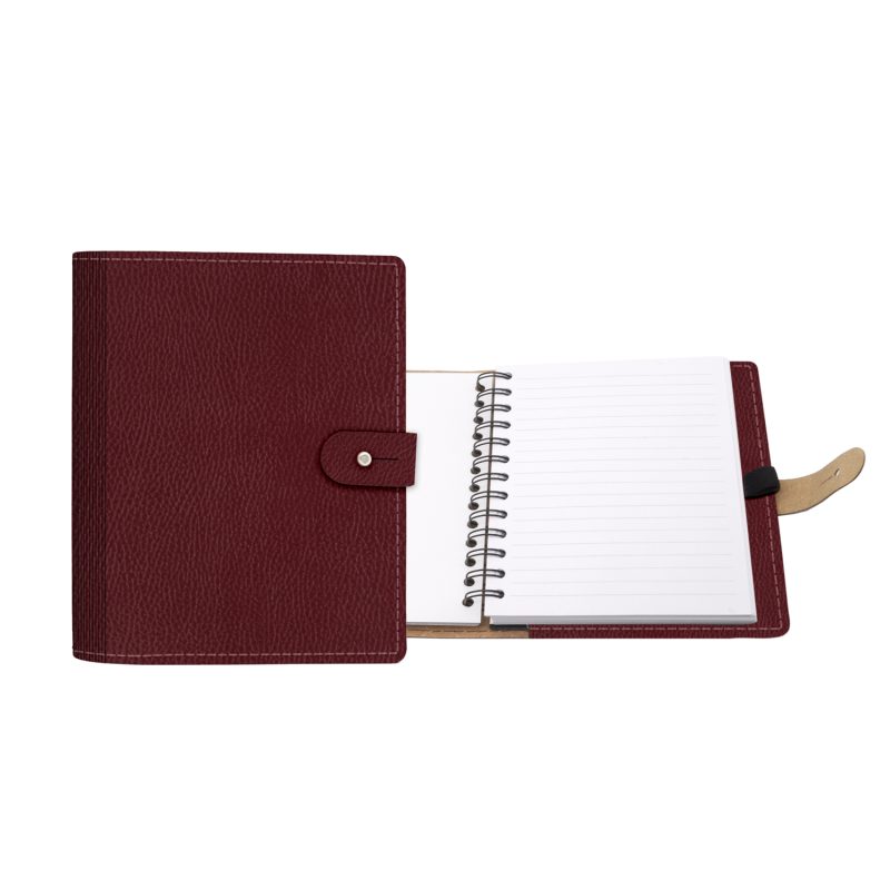 Custom 5" x 7" Madison Avenue Leather Spiral Slip-in Refillable Journal Notebook - 6