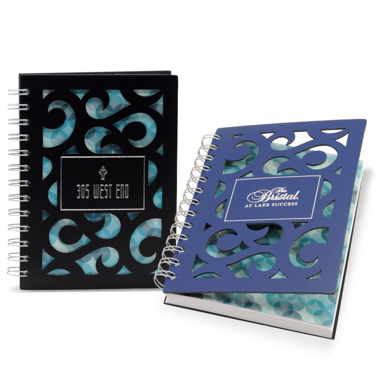 Custom 5" x 7" Venetian Curves Spiral Leather Journal