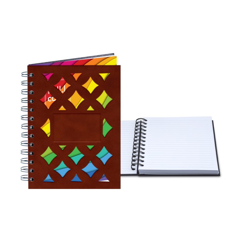 Custom 5" x 7" Venetian Diamond Leather Spiral Journal - 9