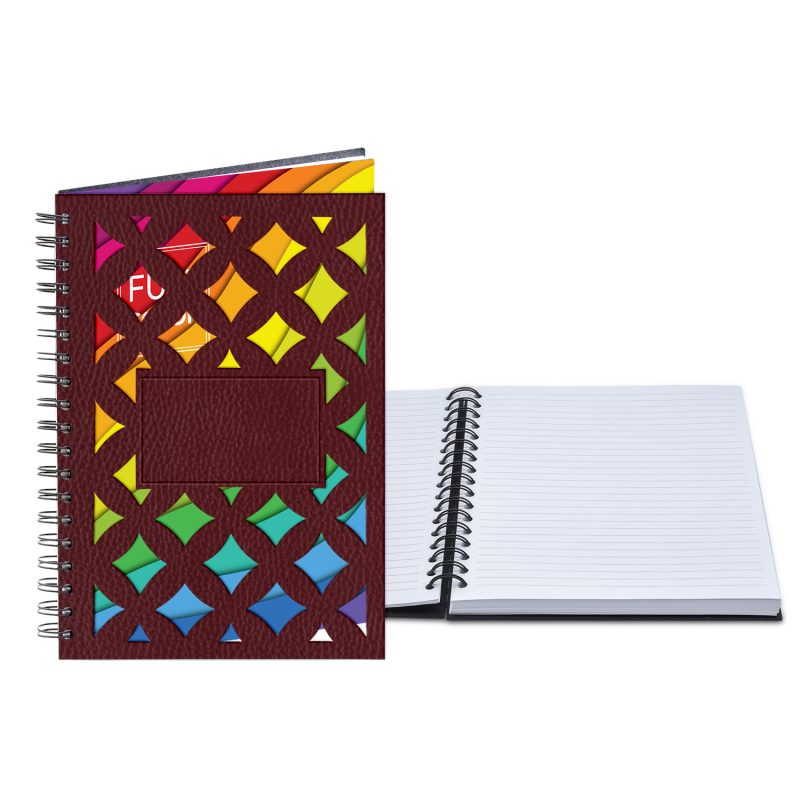 Custom 7" x 10" Venetian Diamond Leather Spiral Journal - 4