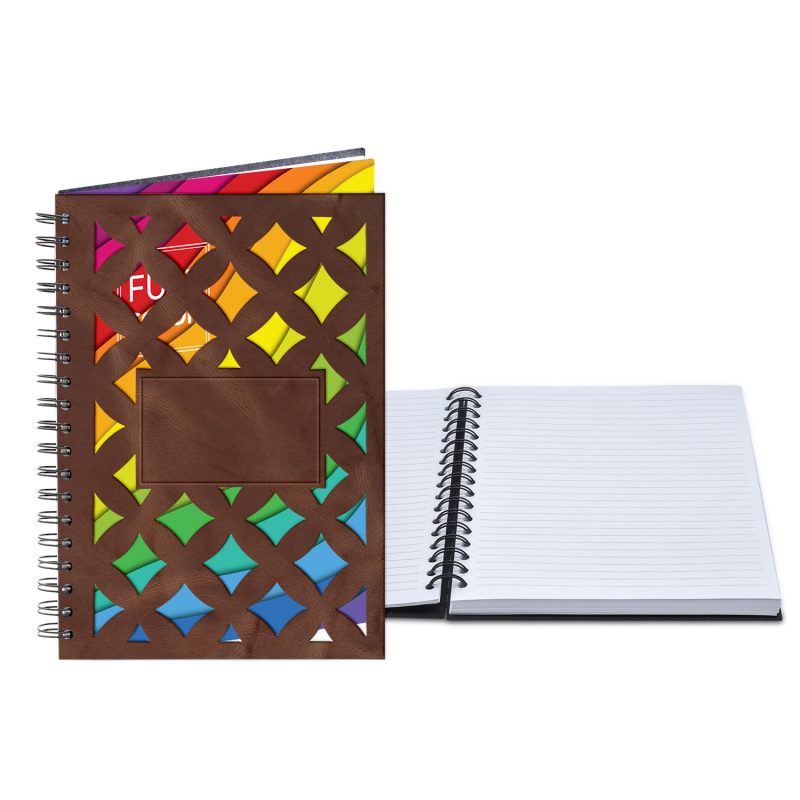 Custom 7" x 10" Venetian Diamond Leather Spiral Journal - 8