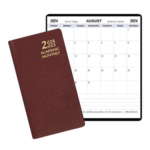 Custom Academic Monthly Pocket Planner w/ Continental Vinyl Cover - 1