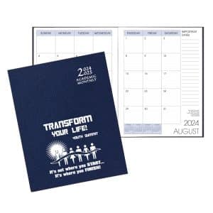 Custom Academic Saddle Stitch Monthly Desk Planner w/ Leatherette Cover
