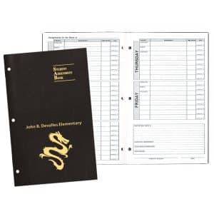 Custom Academic Weekly Assignment Book w/ Leatherette Cover