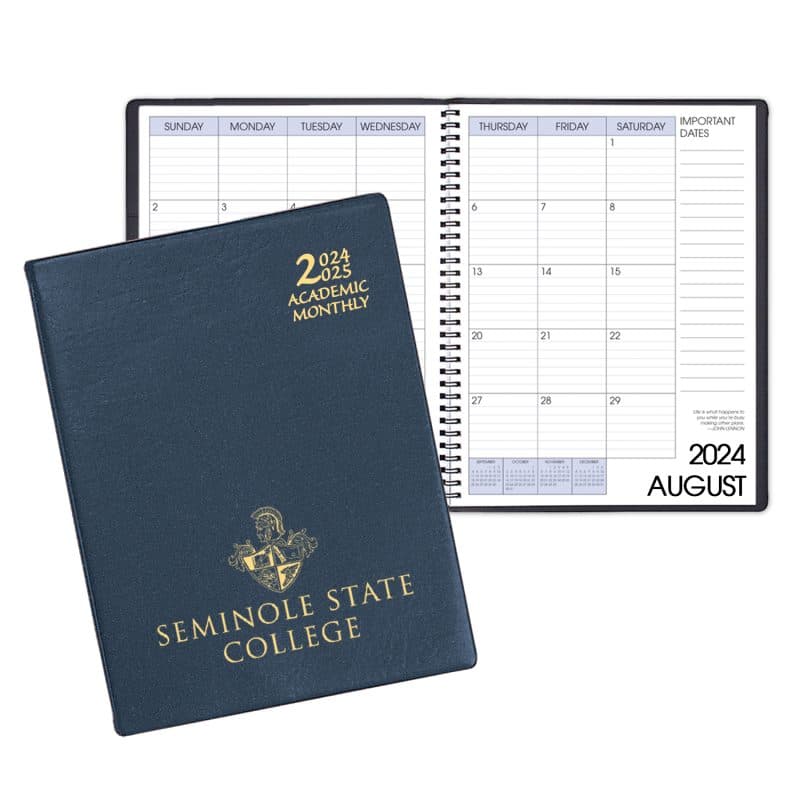 Custom Academic Wire Bound Monthly Desk Planner w/ Continental Vinyl Cover