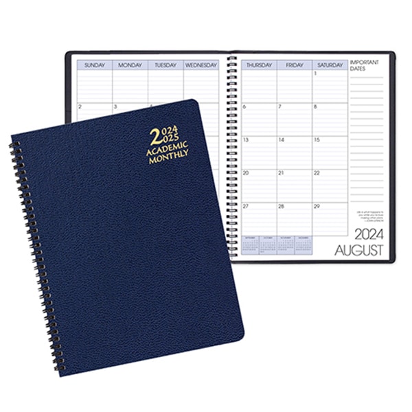 Custom Academic Wire Bound Monthly Desk Planner w/ Leatherette Cover - 1