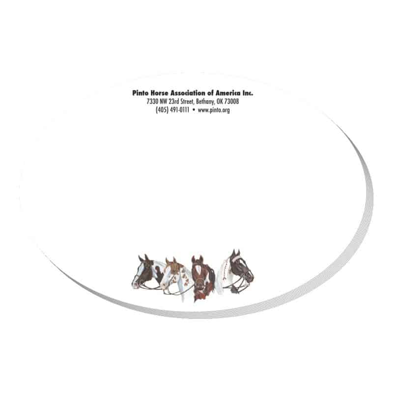 Custom Adhesive Die Cut Pad | 4" x 4" | 25 Sheet | Oval Stock Shape