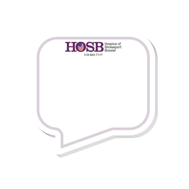 Custom Adhesive Die Cut Pad | 4" x 4" | 25 Sheet | Thought Bubble Stock Shape