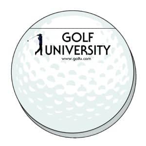 Custom Adhesive Die Cut Pad | 4" x 4" | 50 Sheet | Golf Ball Stock Shape