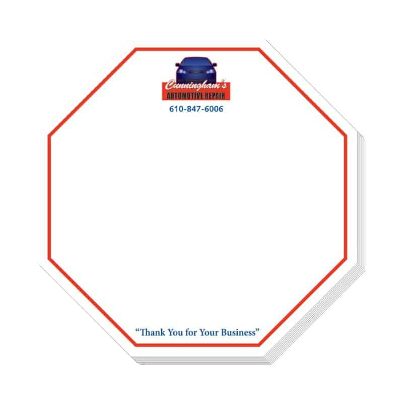 Custom Adhesive Die Cut Pad | 4" x 4" | 50 Sheet | Octagon Shape