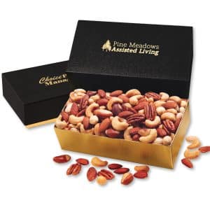 Custom Black & Gold Gift Box w/Deluxe Mixed Nuts