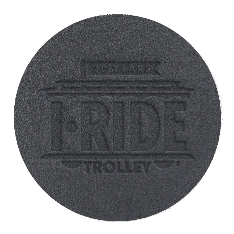 Custom Black Leather Coaster | Circle | 3 7/8" dia. | Debossed