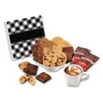 Custom Black Plaid Gift Box w/Gourmet Cookie & Brownie - 1