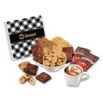Custom Black Plaid Gift Box w/Gourmet Cookie & Brownie