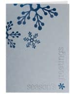 Custom Classic-Blue Snowflakes on Silver Holiday Greeting Card - 1