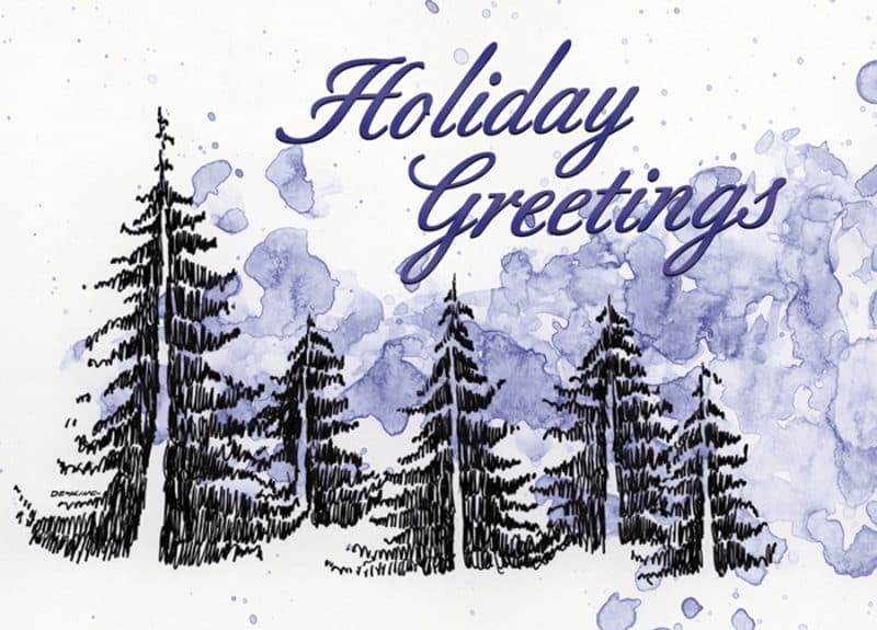 Custom Classic-Forest Illustration Holiday Greeting Card