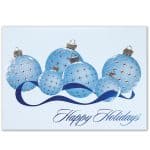 Custom Classic-Raised Blue/ Silver Ornament Holiday Greeting Card
