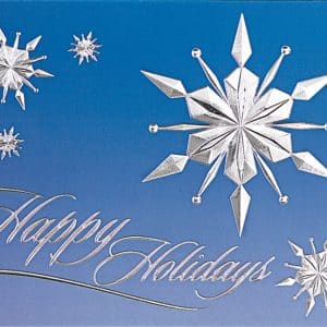 Custom Classic-Raised Relief Snowflakes on Blue Sky Holiday Greeting Card (5"x7")