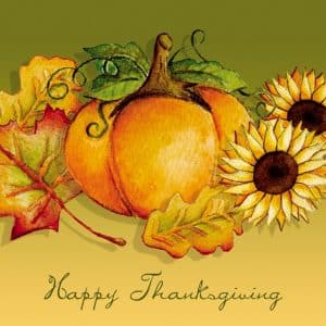 Custom Classic-Thanksgiving Pumpkin and Leaves Holiday Greeting Card