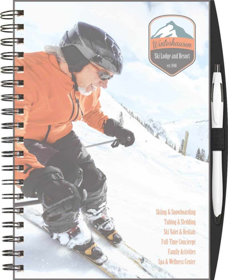 Custom ClearView™ Medium NoteBook Journal w/PenPort & Pen (7"x10") - 1
