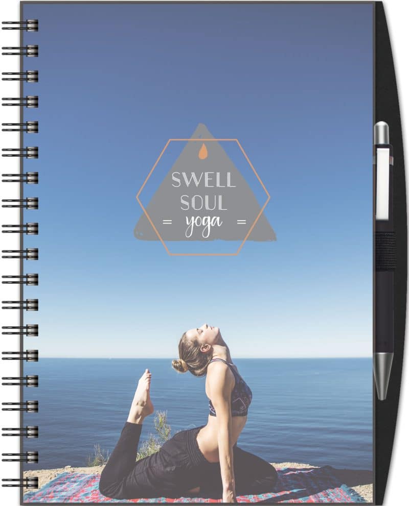 Custom ClearView™ Medium NoteBook Journal w/PenPort & Pen (7"x10")