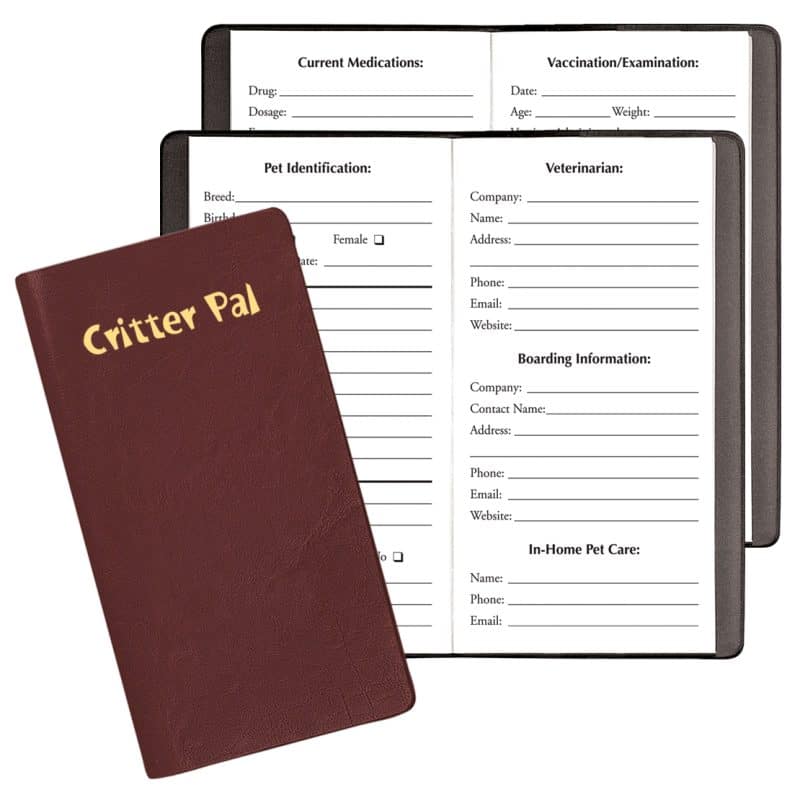 Custom Critter Pal-Pet Information Journal/ Continental Covers - 1