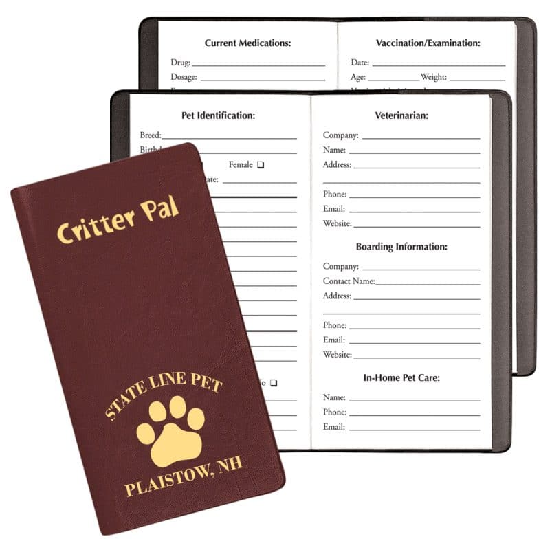 Custom Critter Pal-Pet Information Journal/ Continental Covers