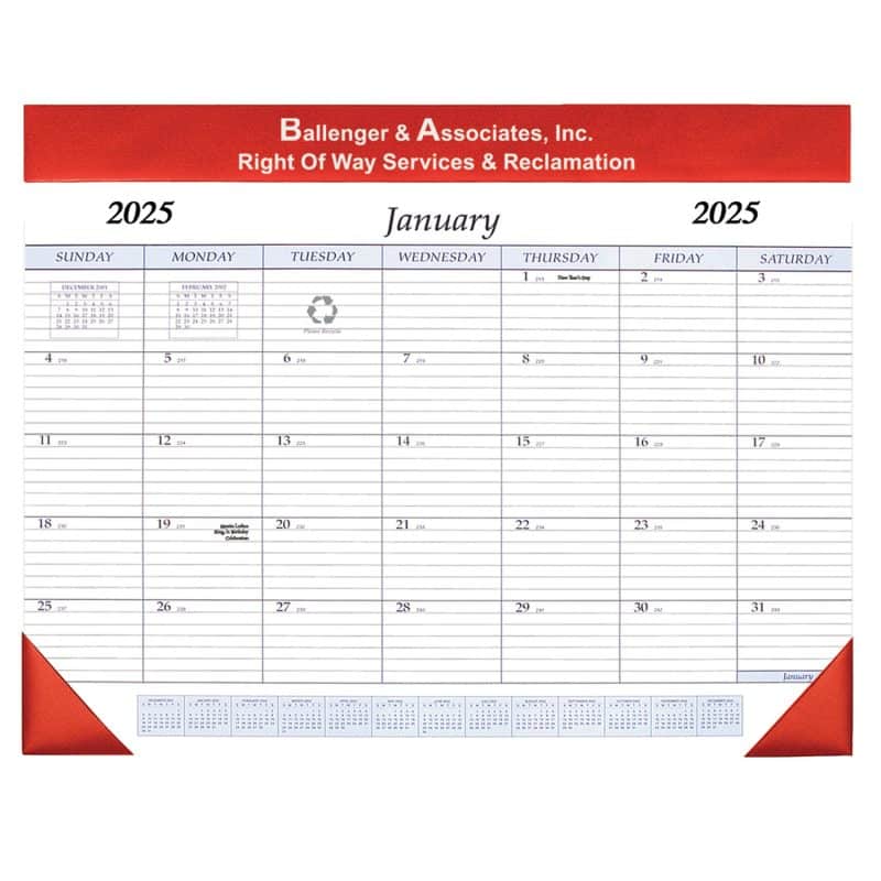 Custom Desk Pad Calendar w/ Leatherette Header