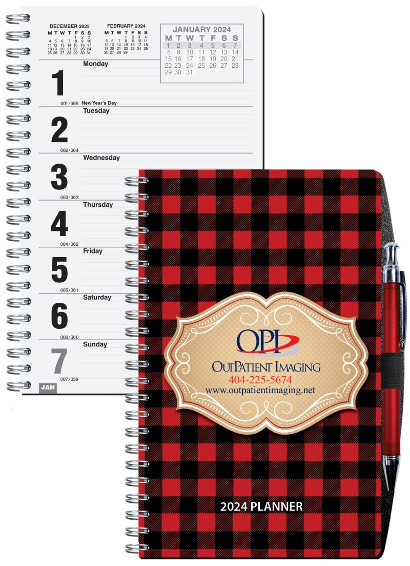Custom Full Color Weekly Planner w/Pen Safe Back Cover & Pen - 1