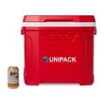 Custom Igloo® Profile II 28 Qt Roller Cooler - White-Red Star - 2