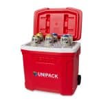 Custom Igloo® Profile II 28 Qt Roller Cooler - White-Red Star - 6