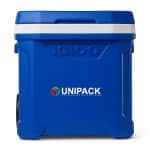 Custom Igloo® Profile II 60 Qt Roller Cooler - White-Majestic Blue