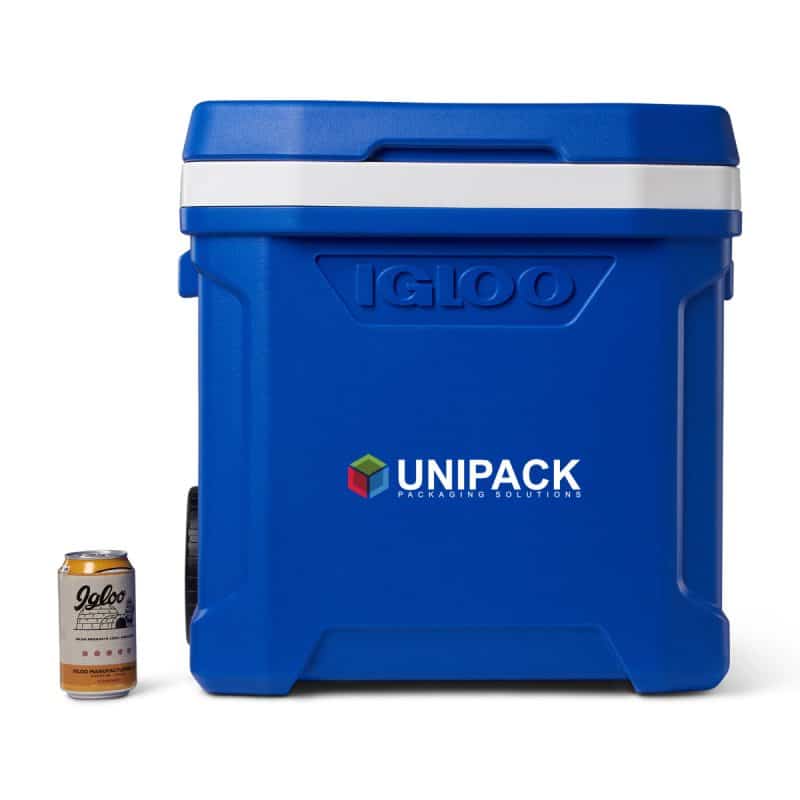 Custom Igloo® Profile II 60 Qt Roller Cooler - White-Majestic Blue - 2