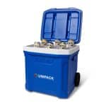 Custom Igloo® Profile II 60 Qt Roller Cooler - White-Majestic Blue - 3