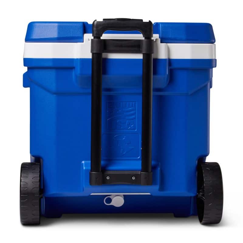 Custom Igloo® Profile II 60 Qt Roller Cooler - White-Majestic Blue - 7