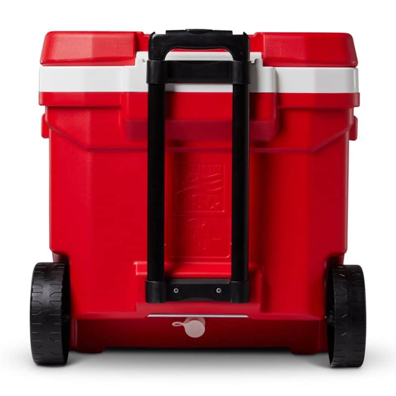 Custom Igloo® Profile II 60 Qt Roller Cooler - White-Red Star - 6