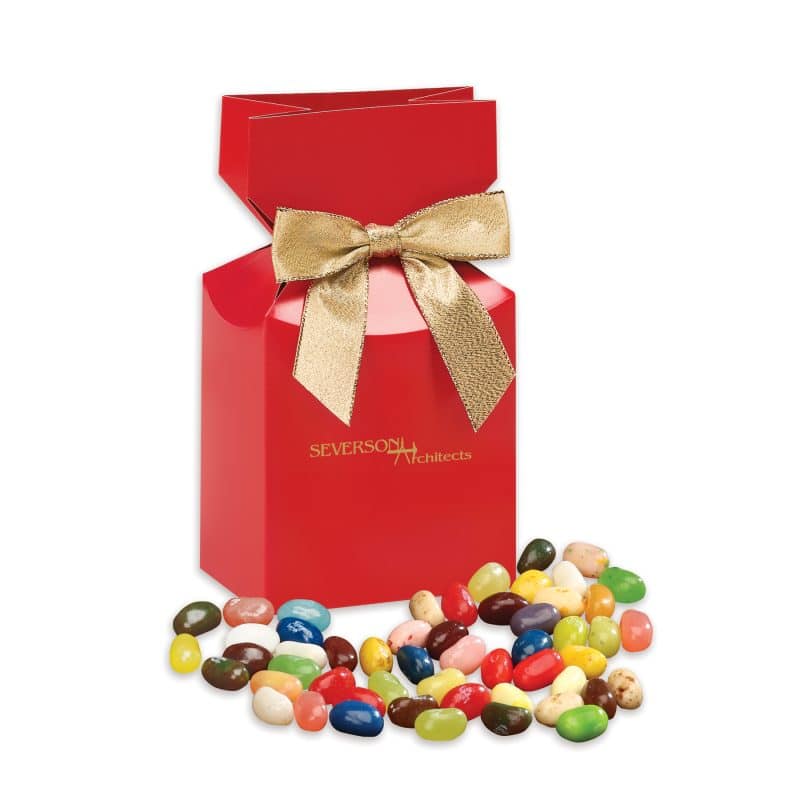 Custom Jelly Belly® Jelly Beans in Red Premium Delights Gift Box