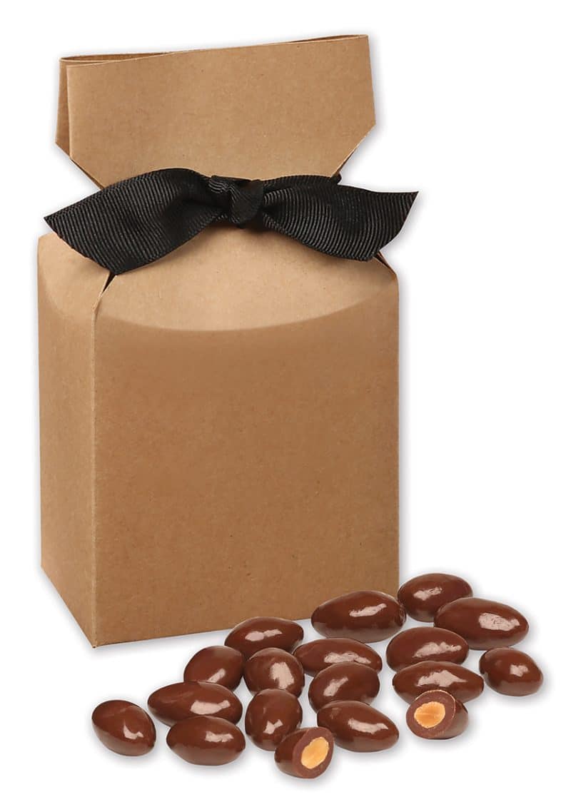 Custom Kraft Gift Box w/Chocolate Covered Almonds - 1