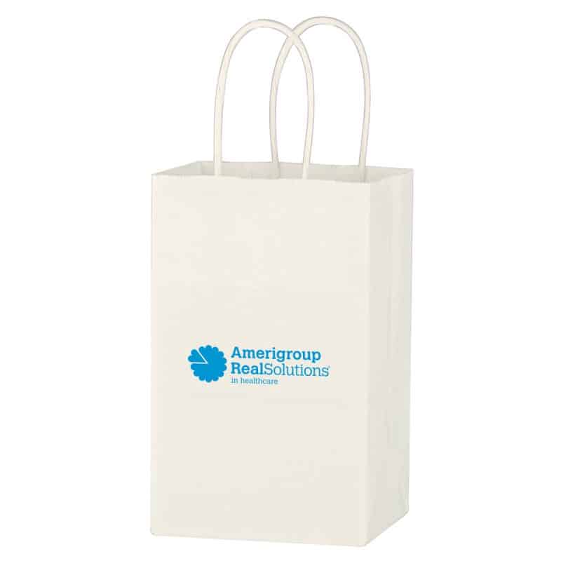 Custom Kraft Paper White Shopping Bag - 5-1/4" X 8-1/4" - 2