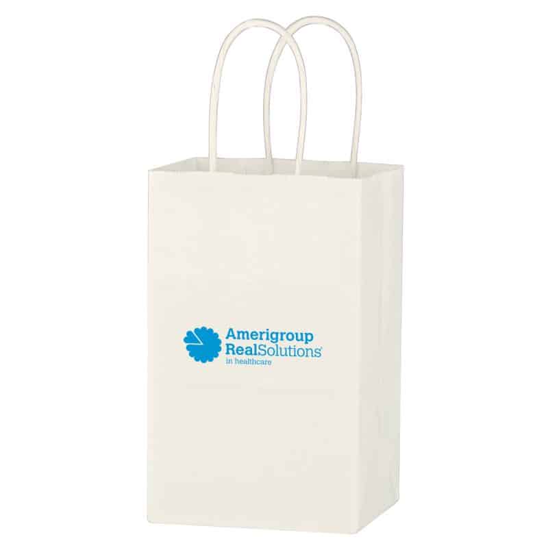 Custom Kraft Paper White Shopping Bag - 5-1/4" X 8-1/4"